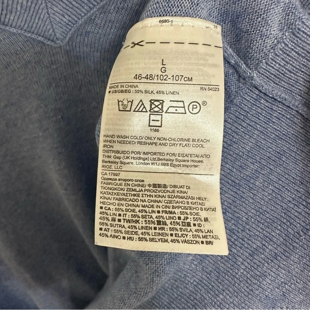 Banana Republic Silk Linen Blend Blue Pullover Size Large minimalist